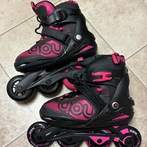 CRIVIT BIG KIDS SOFTBOOT INLINE SKATES Sz 5.5 Black/Pink NWT